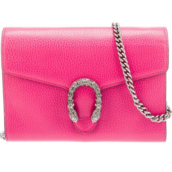 GUCCI DIONYSUS MINI LEATHER BAG HOT PINK EUC - Picture 1 of 4